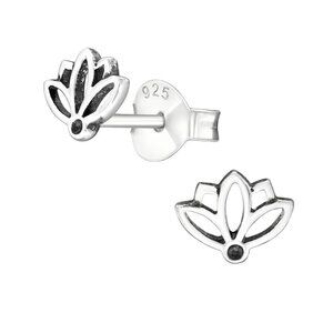 Sterling Silver Lotus Flower Stud Earrings​